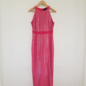 Pink Sequined Dress with Slit